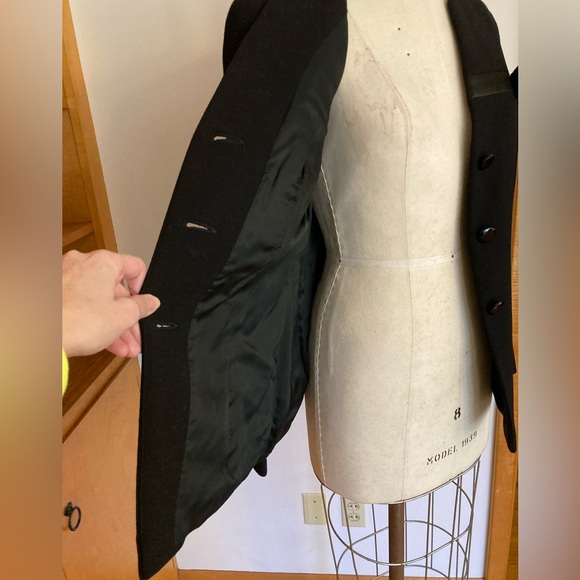 Pizzico Vintage Black Blazer with Satin Bow Details Made in Italy Virgin Wool - Picture 9 of 11